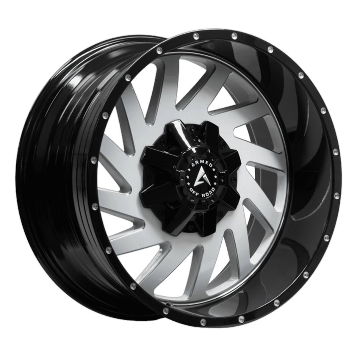 ARMED OFF-ROAD AGGRESSOR 125.1 20x10 8x165.1|8x180 -24 GLOSS WHITE MILLED BLACK LIP