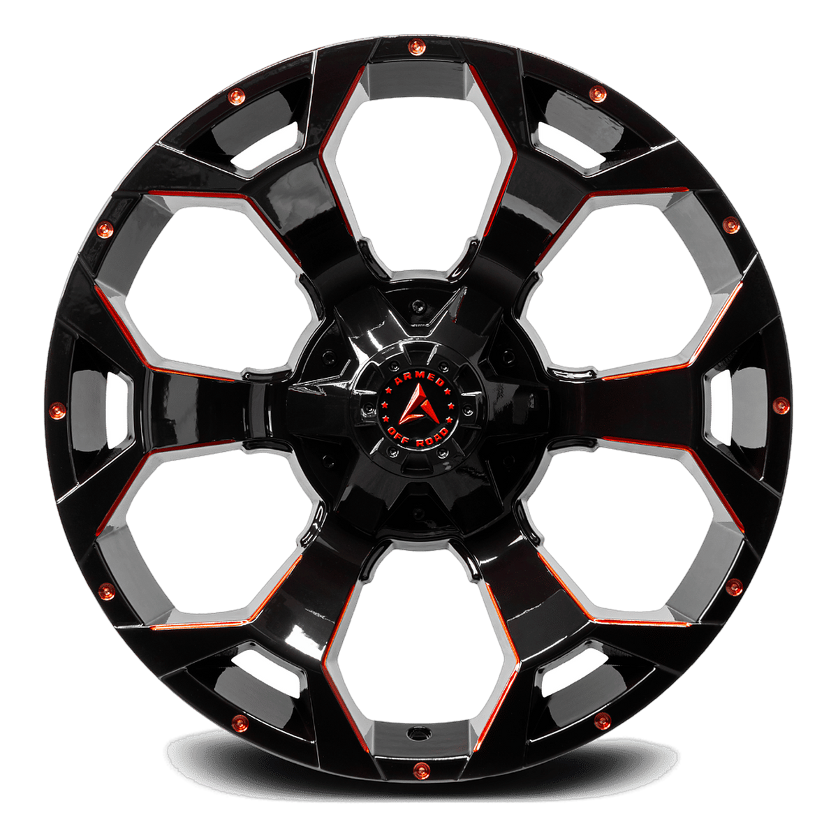ARMED OFF-ROAD BOMBER 108.1 20x10 6x135|6x139.7 0 GLOSS BLACK RED MILLED