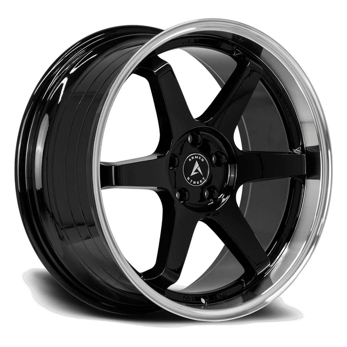 ARMED STREET VETERAN 74.1 18x9 5x112|5x114.3 35 GLOSS BLACK MACHINED LIP