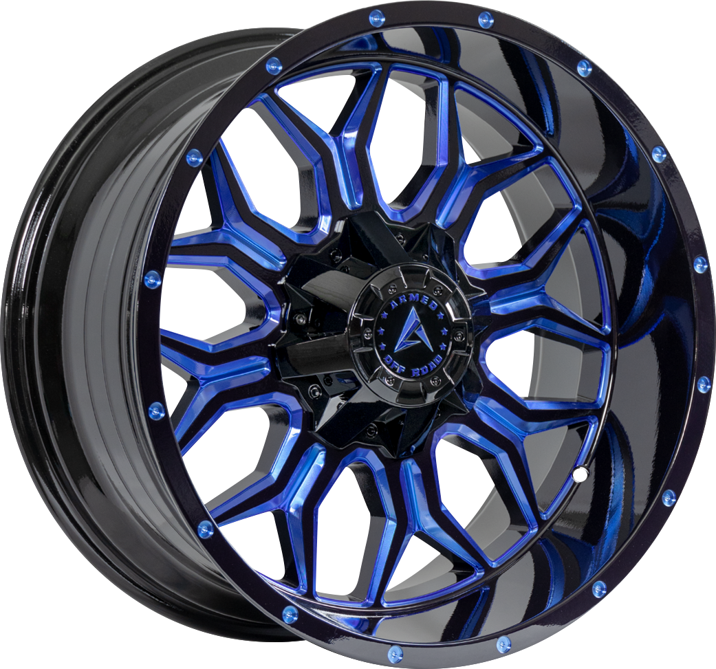 ARMED OFF-ROAD INFANTRY 108.1 20x9 6x135|6x139.7 0 GLOSS BLACK BLUE MILLED