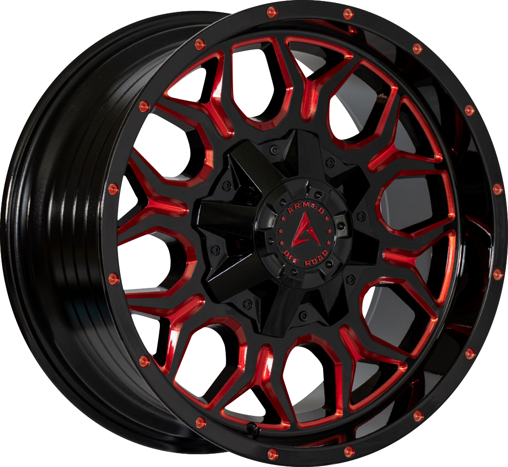 ARMED OFF-ROAD INFANTRY 125.1 18x9 8x165.1|8x180 12 GLOSS BLACK RED MILLED
