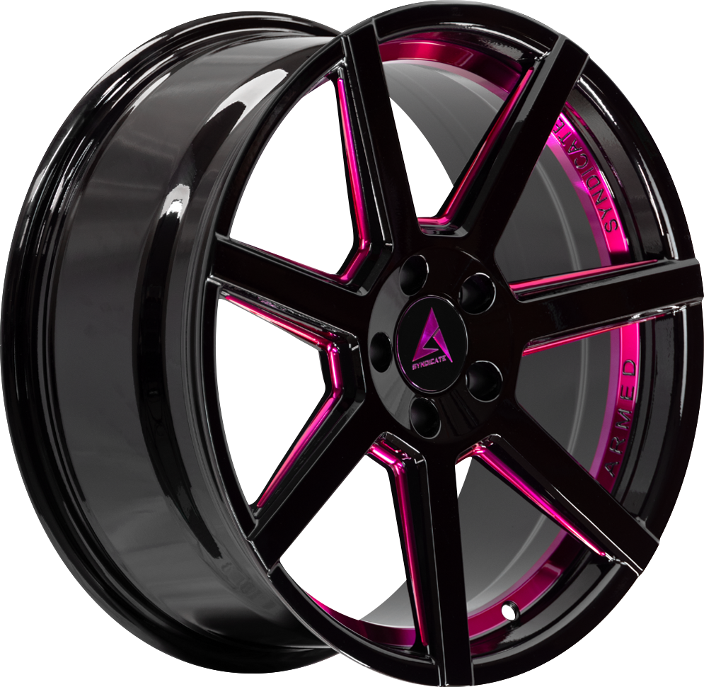ARMED SYNDICATE ASSASSIN 74.1 18x8 5x108|5x110 35 GLOSS BLACK + PINK