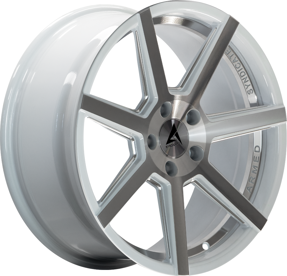ARMED SYNDICATE ASSASSIN 74.1 19x8.5 5x112|5x114.3 32 WHITE MACHINED + MILLED