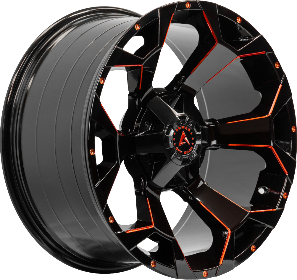 ARMED OFF-ROAD BOMBER 110.1 20x10 5x139.7|5x150 0 GLOSS BLACK RED MILLED