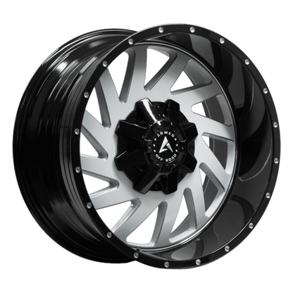 Armed Aggressor Gloss White Milled Black Lip angled view