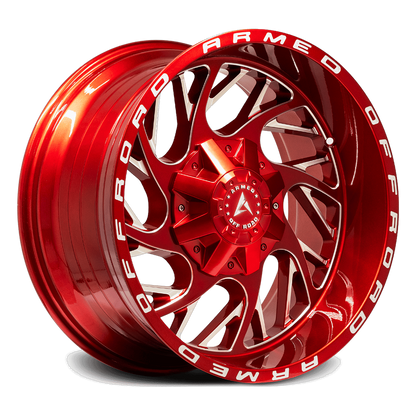 Armed Carnage Candy Red + Milling & Armed Writing angled view