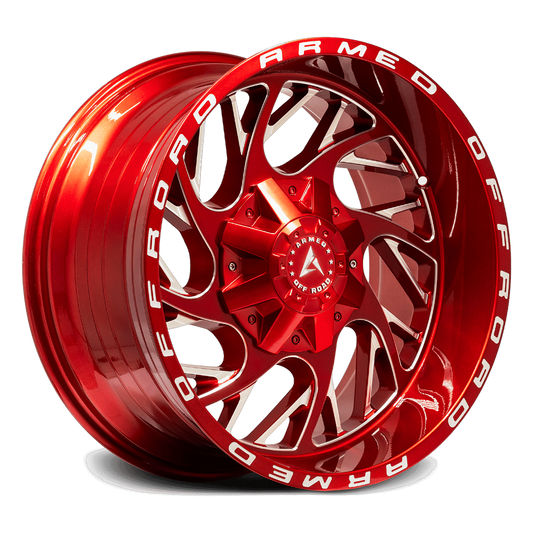 ARMED OFF-ROAD CARNAGE 125.1 22x12 8x165.1|8x180 -44 CANDY RED + MILLING & ARMED WRITING