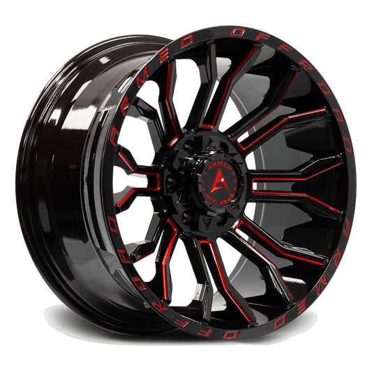 ARMED OFF-ROAD HAVOC 108.1 22x12 6x135|6x139.7 -44 GLOSS BLACK MILLED + RED