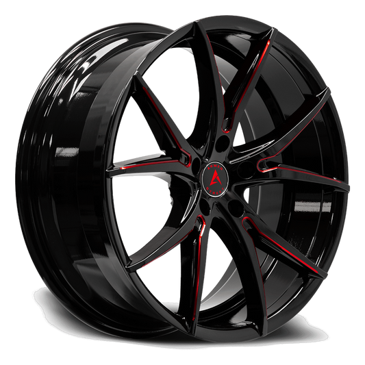 ARMED STREET STRIKE 74.1 20x10 5x112|5x114.3 35 GLOSS BLACK + RED MILLED SPOKES