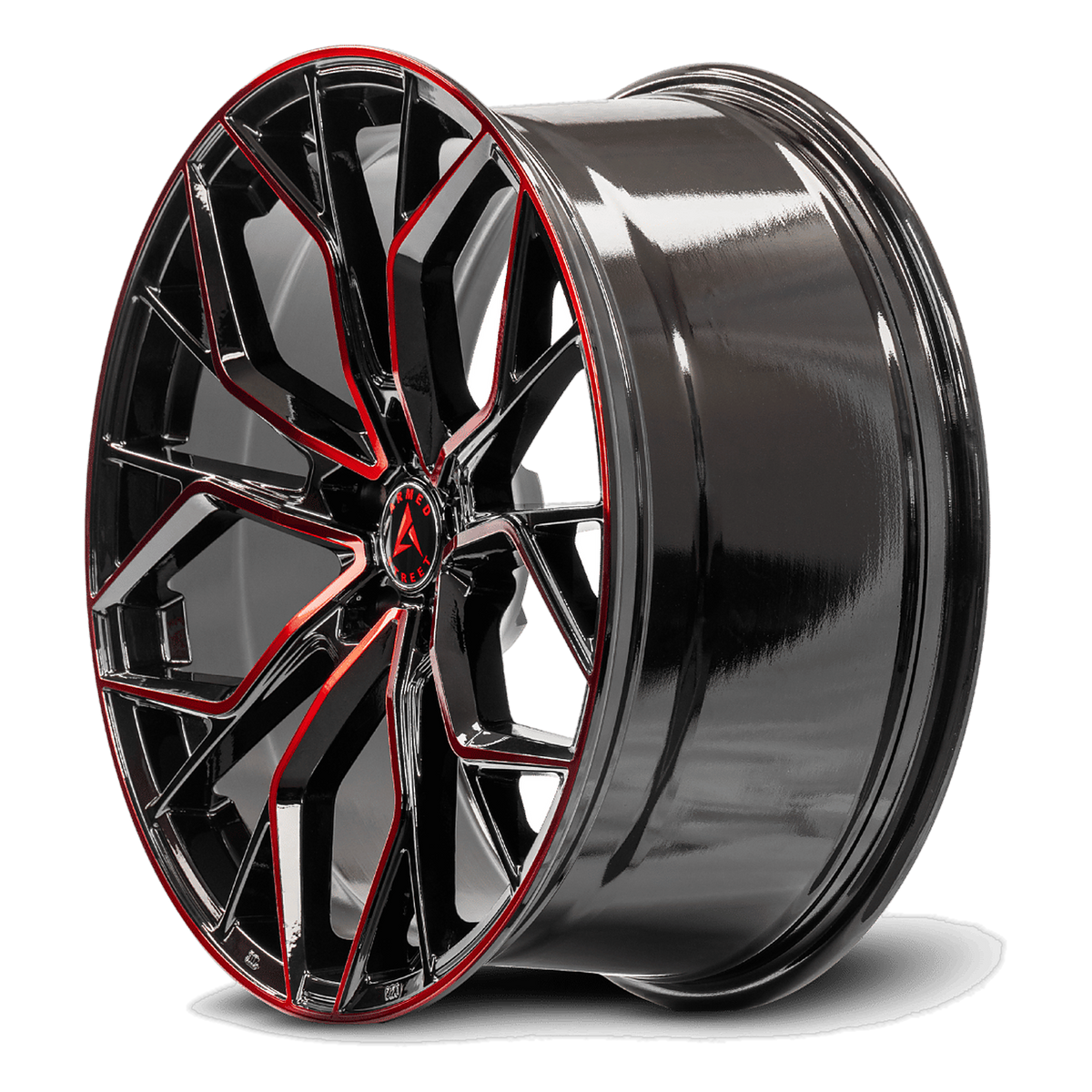 ARMED STREET TACTICAL 74.1 17x7.5 5x108 30 GLOSS BLACK MACHINE FACE + RED CLEAR COAT