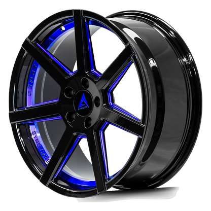 Armed Assassin Gloss Black + Blue angled view
