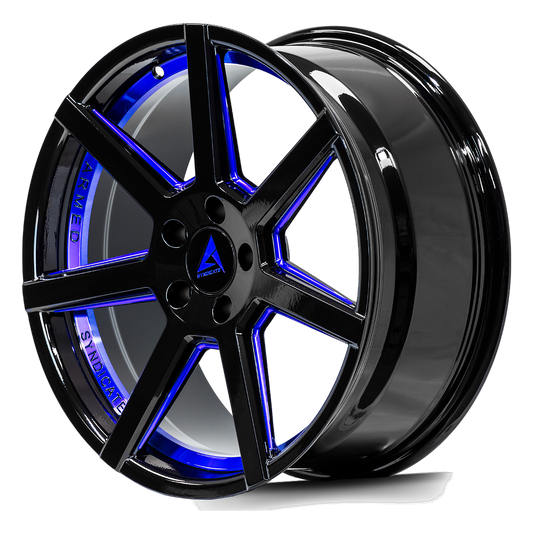 ARMED SYNDICATE ASSASSIN 74.1 18x8 5x120 35 GLOSS BLACK + BLUE