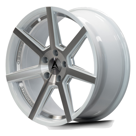 ARMED SYNDICATE ASSASSIN 74.1 20x9 5x112|5x114.3 32 WHITE MACHINED + MILLED