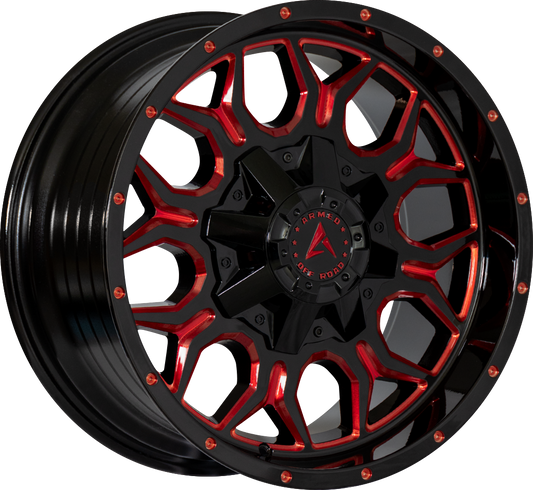 ARMED OFF-ROAD INFANTRY 125.1 20x10 8x165.1|8x180 -18 GLOSS BLACK RED MILLED