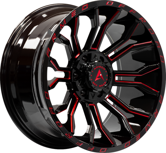 ARMED OFF-ROAD HAVOC 125.1 24x12 8x165.1|8x180 -44 GLOSS BLACK MILLED + RED