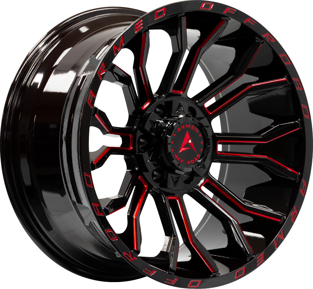 ARMED OFF-ROAD HAVOC 108.1 24x12 6x135|6x139.7 -44 GLOSS BLACK MILLED + RED