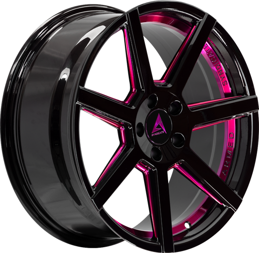 ARMED SYNDICATE ASSASSIN 74.1 18x8 5x108|5x110 35 GLOSS BLACK + PINK