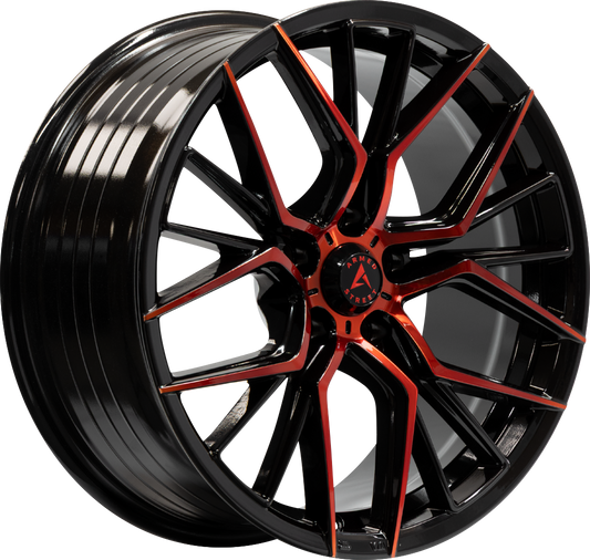 ARMED STREET TACTICAL 74.1 19x9.5 5x112|5x114.3 35 GLOSS BLACK MACHINE FACE + RED CLEAR COAT