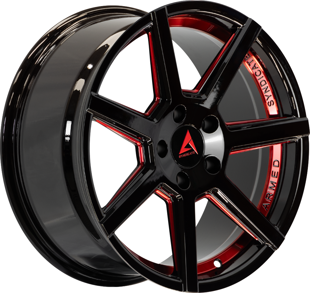 ARMED SYNDICATE ASSASSIN 74.1 19x8.5 5x108|5x110 32 GLOSS BLACK + RED