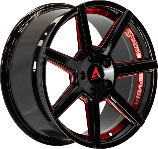 ARMED SYNDICATE ASSASSIN 74.1 19x8.5 5x108|5x110 32 GLOSS BLACK + RED