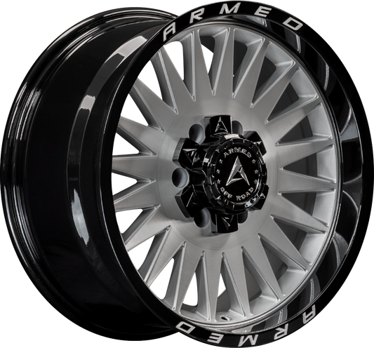 ARMED OFF-ROAD HOSTILE 108.1 18x9 6x135|6x139.7 12 GLOSS SILVER BRUSHED FACE/BLACK LIP + ARMED