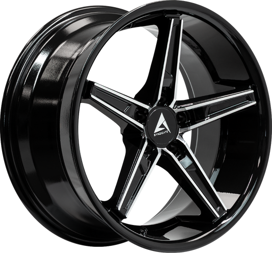 ARMED SYNDICATE DON 74.1 19x8.5 5x112|5x114.3 35 GLOSS BLACK MACHINED FACE