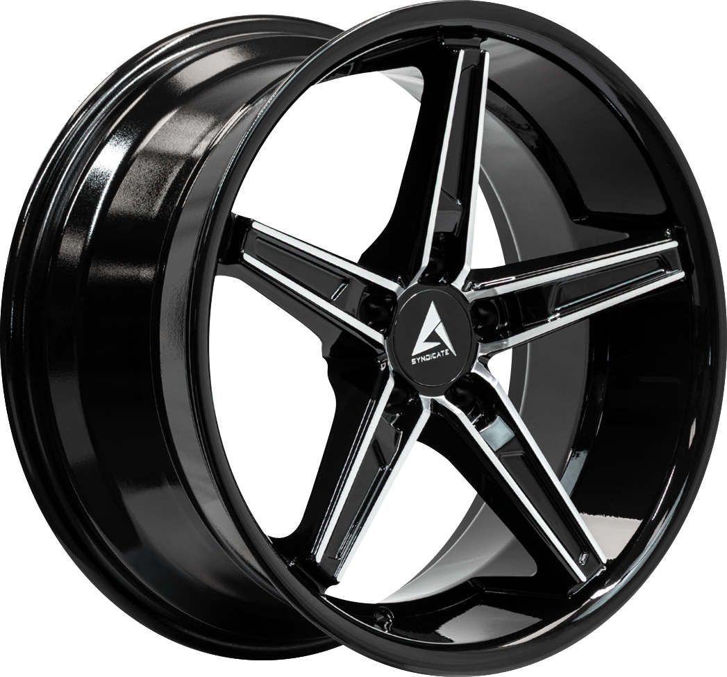 ARMED SYNDICATE DON 74.1 19x8.5 5x120 35 GLOSS BLACK MACHINED FACE
