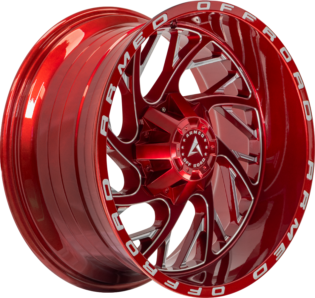ARMED OFF-ROAD CARNAGE 110.1 20x12 5x139.7|5x150 -44 CANDY RED + MILLING & ARMED WRITING